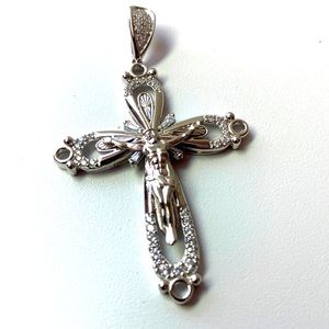 Stamped 925 solid Sterling silver cross pendant